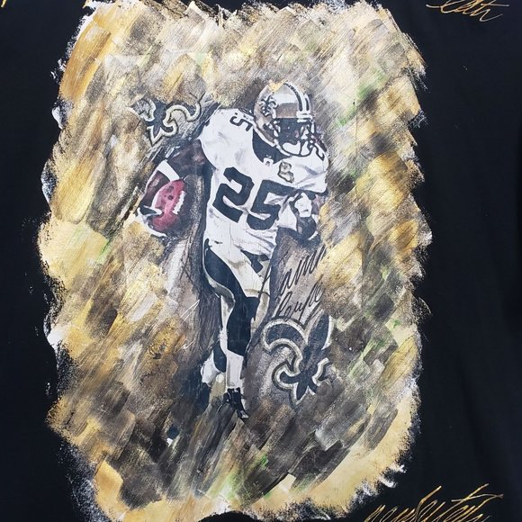 Vintage Kama 4X New Orleans Saints Hand Painted Shirt Size 3X 4X Some Cracking - Picture 2 of 12